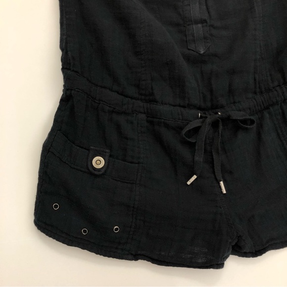 Guess Black Romper Spaghetti Strap Button Front Pocketed One Piece - Picture 7 of 16